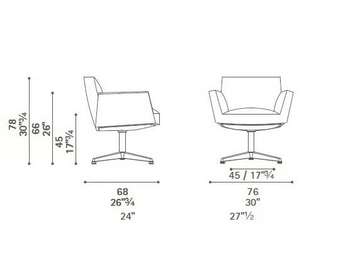 CHANCELLOR - Swivel with 4-spoke base leather easy chair with armrests by Poltrona Frau - view 3